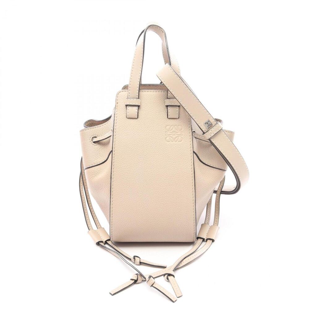 Loewe Hammock Drawstring Bag Mini 2-Way Handbag Leather Women's Beige